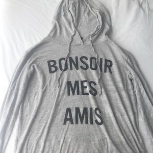 Gray and white hoodie